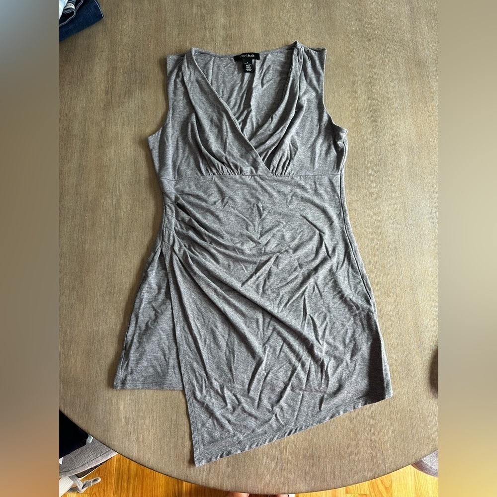 White House black market gray soft stretchy tank top draped small